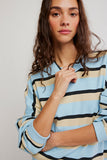Free People Striped Alma Pullover Ice Blue Combo