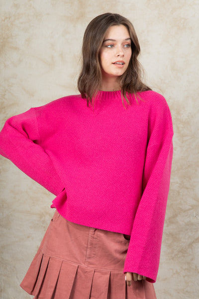 Hot Pink Casual Sweater