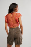 Free People Lunar Ash Lace Top Sunset