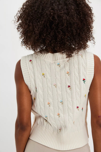 Free People Plumeria Floral Vest Ivory