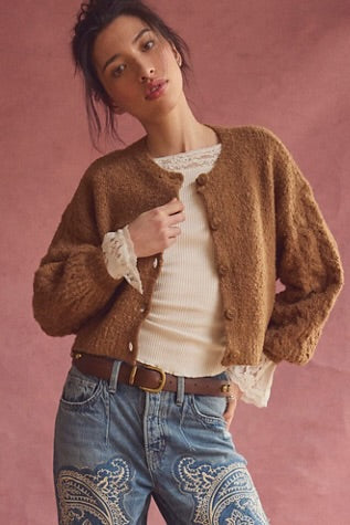 Free People Thistle Cardi Macadmia
