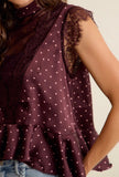 Wine/Pink Polka Dot Lace Blouse