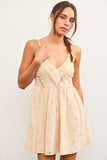 Beige Eyelet Detail Mini Dress