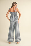 Denim Striped Wide Leg Pant