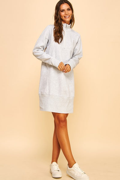 Heather Grey Zip Up Sweatshirt Dress