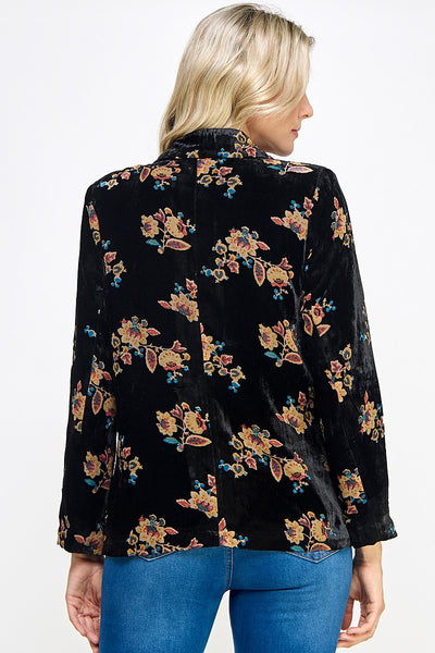 Multi Black Floral Velvet Blazer