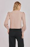 Oatmeal Mock Neck Balloon Sleeve Top