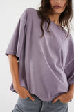 Free People WTF Perfect Oversized Tee Plum Ash