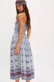 Free People Ravenna Printed Maxi Skirt Blue Bird Combo