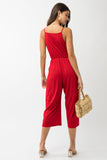 Red Cropped Jumpsuit