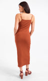 Rust Rib Knit Midi Dress