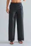 Black Lace Trim Detailed Vegan Pant