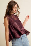 Wine/Pink Polka Dot Lace Blouse