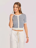 Ivory Navy Mavi Stripe Cardigan