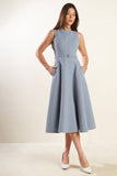 Light Blue Sleeveless Midi Dress