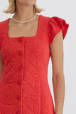 Red Quilted Ruffle Dress