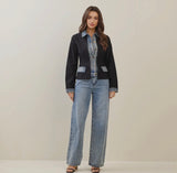 Black Denim Trim Jacket