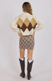 Ivory Multi Celine Diamond Chunky Knit Cardigan