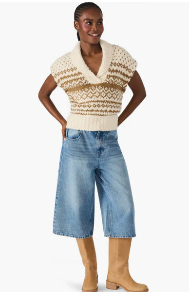 Steve Madden Paulie Sweater Vest Ivory Multi