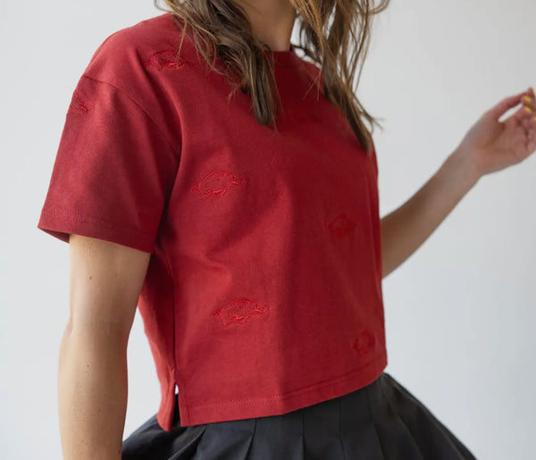 Arkansas Repeat Heavy Weight Crop Tee