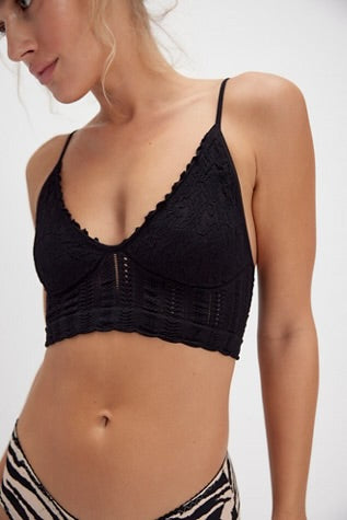 Free People Heirloom Seamless Bralette Black