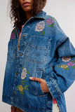 Free People Madison Embroidered Denim City Jacket