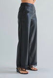 Black Lace Trim Detailed Vegan Pant