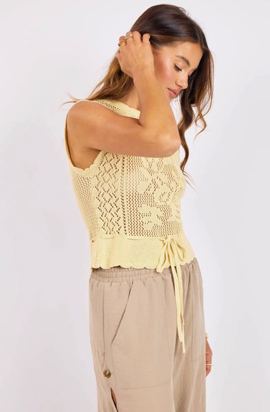 Dawn Sweater Tank Pale Yellow