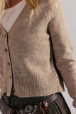 Free People School Girl Cardi Feather Grey Melange Taupe