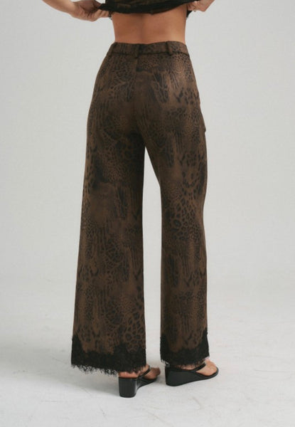 Chocolate Leopard Suede Pants