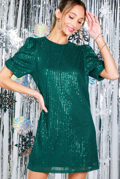 Hunter Green Sequin Dress
