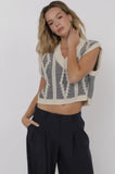 Navy Cream Cable Knit Sweater Vest