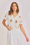 Citron Embroidered Orange Knit Shirt Ivory/Orange