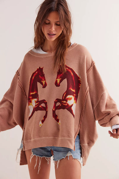 Free People Graphic Camden Mirrored Horses