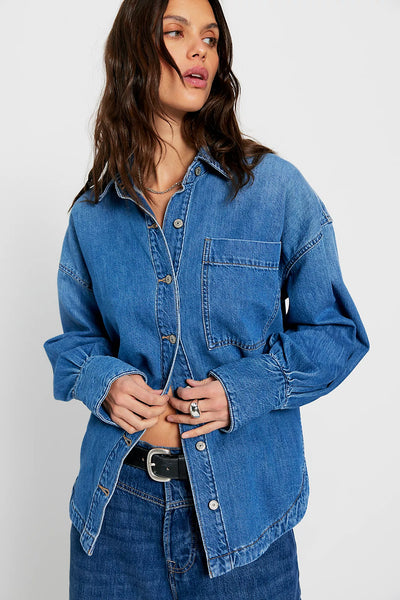 Free People Ashley Denim Shirt Medium Wash