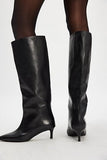 Free People Kiki Kitten Heel Boot Black Leather