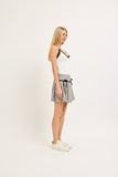 Grey/Black Bow Trim Pleated Polkadot Skirt