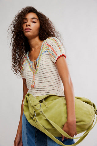 Free People Roma Suede Tote Apple Green