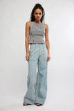 Free People Sunfaded Top Black and White Comb