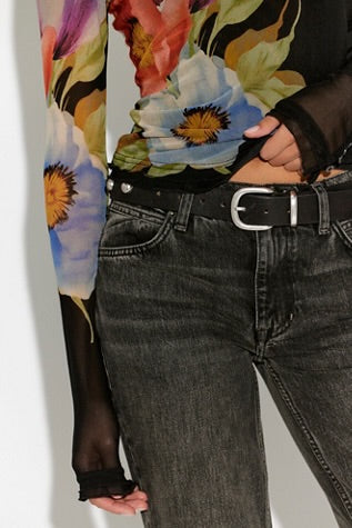 Free People Lilly Printed LS Black Combo