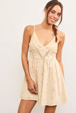 Beige Eyelet Detail Mini Dress