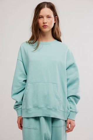 Free People Slow it Down Pullover Aqua