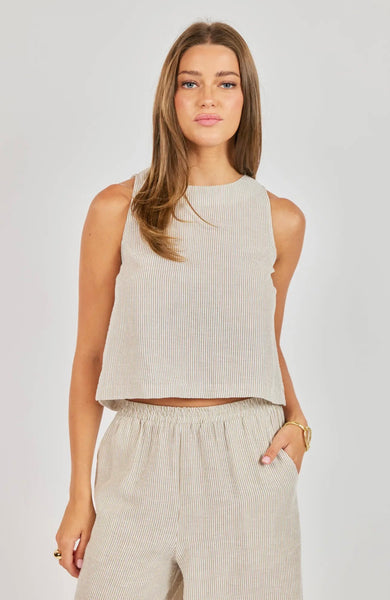 Taupe Button Tank