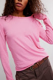 Free People Nova Tee LS Pink Carnation