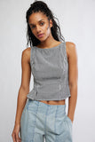 Free People Sunfaded Top Black and White Comb