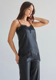 Black Lace Trim Detailed Vegan Top