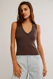 Free People Neria V-Neck Tank Double Espresso