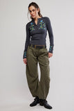 Free People Fleur Embroidered Cuff Graphite Combo