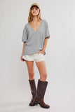 Free People Nina Tee V-Neck Heather Grey