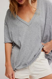 Free People Nina Tee V-Neck Heather Grey